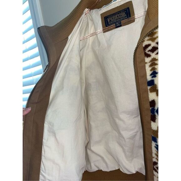 Pendleton Foxglove Fleece Bomber Jacket Aztec Women’s XL Tan Southwestern Aztec - Picture 6 of 6